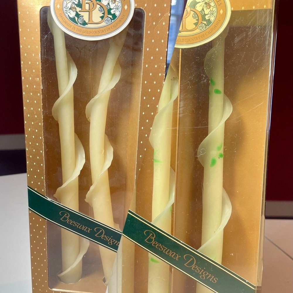 Lot of 2 Vintage 100% Beeswax 12” Spiral Tapers Candlesticks Beeswax Designs NIB